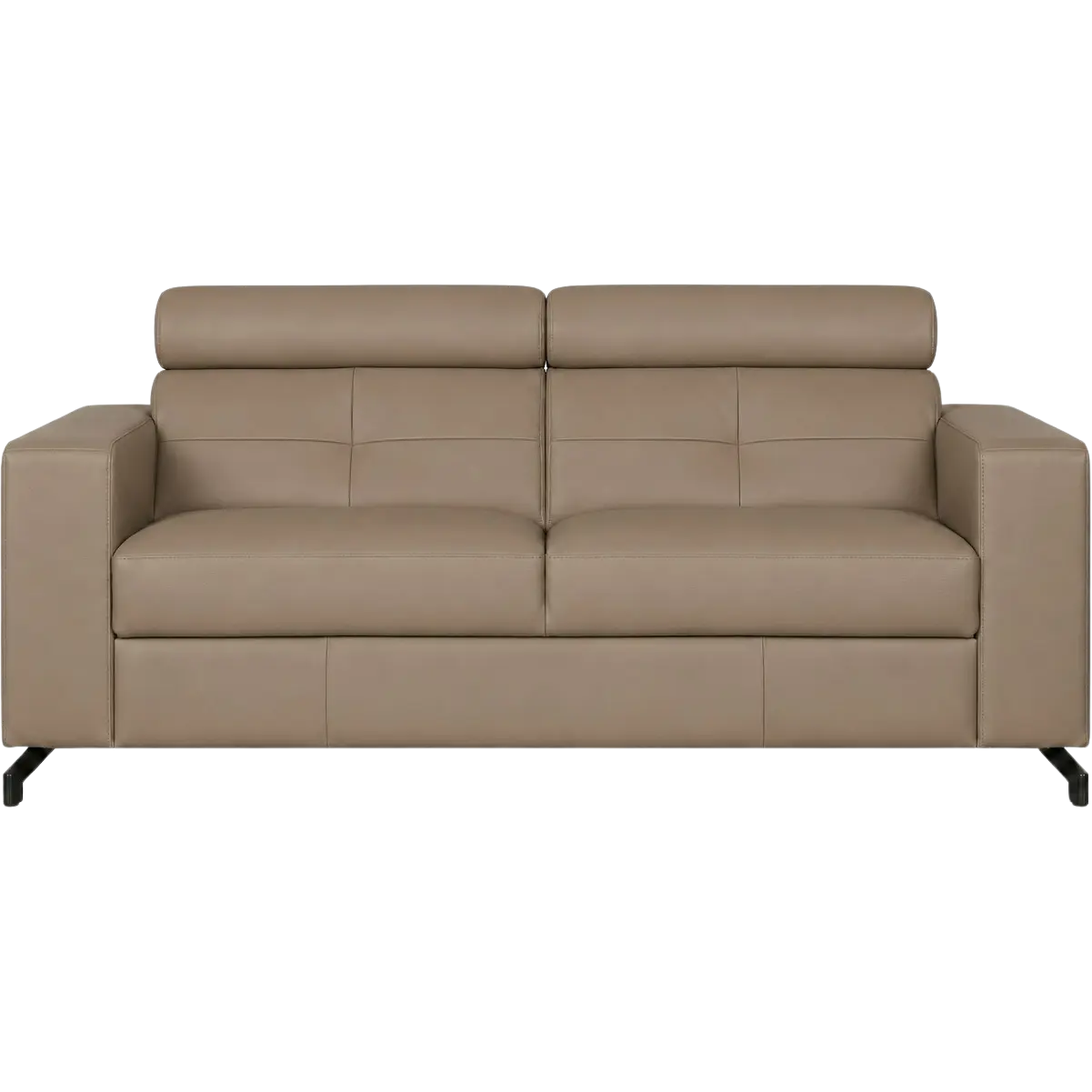 afbeelding van Leren bank Nova - 2.5 zits - Toledo Mocca (taupe/bruin) - poten staal zwart